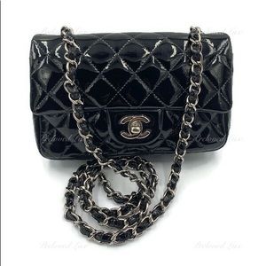 Authentic CHANEL Classic Mini Rectangular Black Shoulder Bag Crossbody - SHW